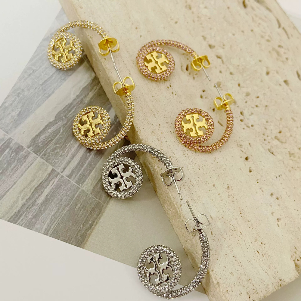 Tory Burch Rhinestone Letter Number Earrings